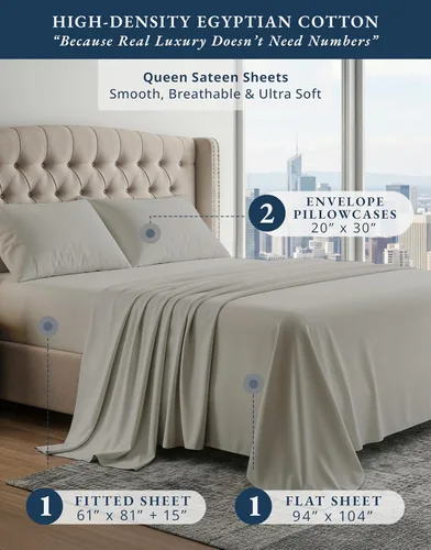 Vista 340 de LANE LINEN - Sábanas individual 100% algodón egipcio suave, cómodo y grueso de calidad de hotel, costuras reforzadas totalmente elásticas, sin