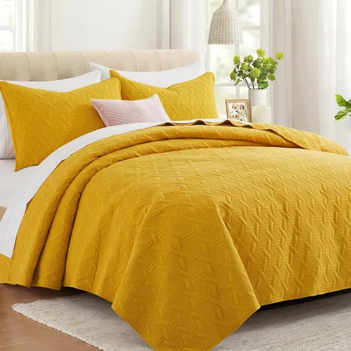 Vista 16 de Lavsiry Juego de ropa de cama acolchada de tamaño individual beige con funda de almohada, colcha ligera de verano, sobrecama, manta acolchada suave