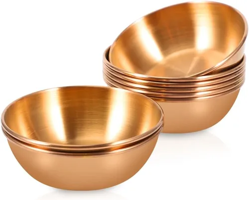 Vista 8 de Paquete de 8 platos de salsa de acero inoxidable de 3.2 pulgadas, mini platillos individuales, tazones redondos para condimentos, tazón para salsa