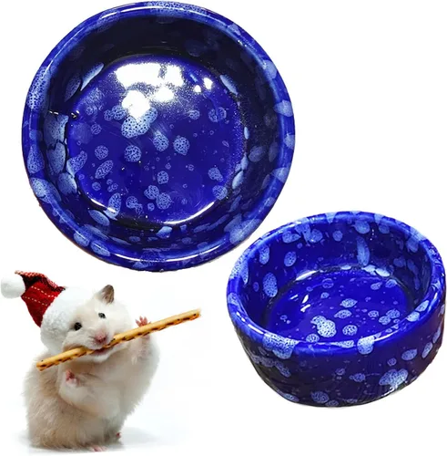 Vista 8 de kathson Tazón de comida para hámster, 2 unidades, cuenco de agua de cerámica para conejillos de indias, plato de alimentación de animales pequeños