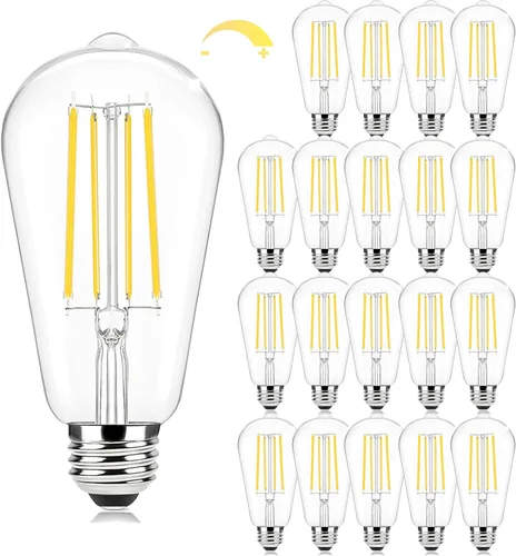 Vista 15 de Brightever Bombillas ámbar regulables equivalentes a 60 W, bombillas LED Edison vintage de 2200 K, 850 LM, 90+CRI, 7 W ST58 E26, bombilla LED