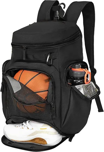 Vista 9 de LARIPOP Mochila de Baloncesto Grande Bolsa Deportiva, Bolsa de Gimnasio con Compartimento para Balón y Compartimento para Zapatos para Almacenar