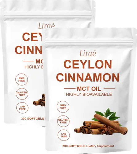 Vista 7 de LIRAE Cápsulas blandas de canela de Ceilán con aceite MCT, extracto de hierbas altamente biodisponible, sin OMG, sin gluten, 300 cápsulas blandas (1)