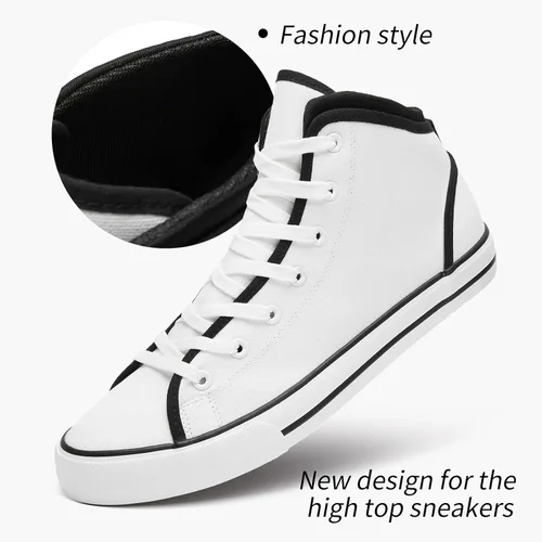 Vista 3 de yageyan Mens Canvas high top White Sneakers for Casual Black Fashion Shoes