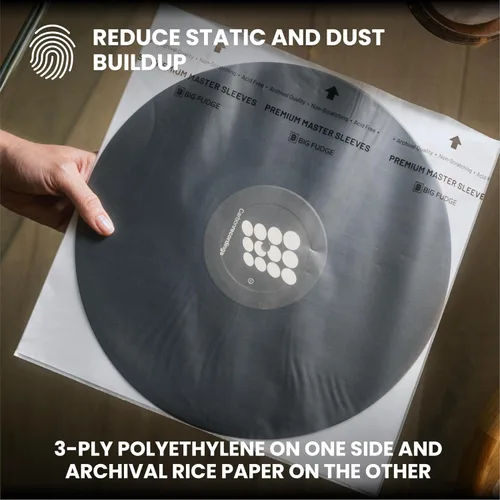 Vista 4 de Big Fudge 12" Fundas para discos de vinilo - Fundas interiores (paquete de 25) - Fundas de papel de arroz antiestáticas y sin ácidos para vinilos