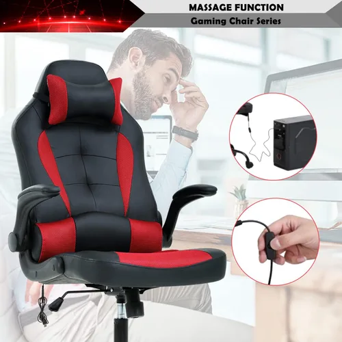 Vista 81 de Silla ergonómica para videojuegos, silla de juegos con reposacabezas, silla de computadora de oficina con ruedas y soporte lumbar, silla