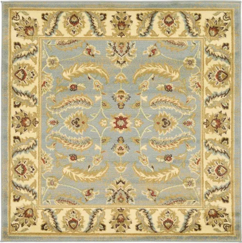 Vista 41 de Unique Loom - Colección Voyage - Alfombra redonda tradicional oriental, marrón, Polipropileno, Marrón/Azul Claro