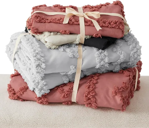 Vista 69 de Bedsure Funda de edredón bohemia para niños tamaño Queen (relleno de edredón/edredón no incluido) - Funda de edredón copetuda Queen para todas