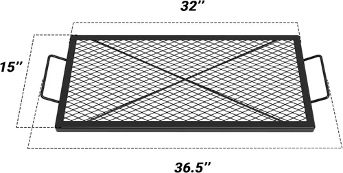 Vista 2 de onlyfire Parrilla de Cocción Rectangular con Marcas en X para Fogata Barbacoa, Rejilla de Parrilla BBQ de Acero Extra Resistente para Fogata