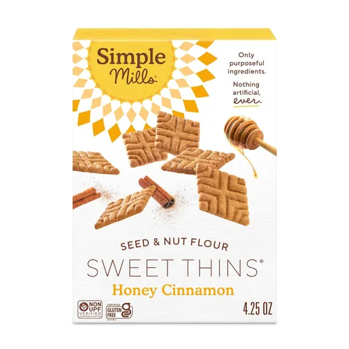 Simple Mills Sweet Thins Cookies, harina de semillas y nueces, miel y canela, sin gluten, apto para paleo, aperitivos saludables, 4.25 onzas