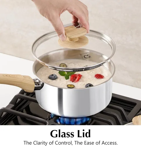 Vista 5 de KOCH SYSTEME CS Juego de cacerolas de acero inoxidable, 6 macetas de acero inoxidable 18/10 con tapas, 1 cuarto de galón, 2 cuartos de galón, 3