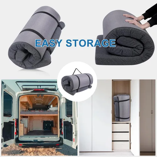 Vista 6 de Extra Thick Memory Foam Camping Mattress - 72" x 24" Portable Sleeping Pad for Adults, Folding Camping Bed Mat, Lightweight Cot Mattress Topper for