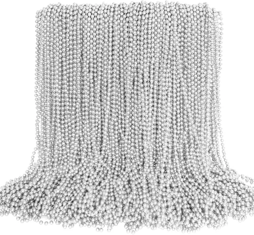 Vista 12 de 100 PCS Cuentas de Mardi Gras, Regalos de Fiesta de Cuentas de Mardi Gras, Collares de Juguete de Cuentas Moradas de 33", Disfraz a Granel