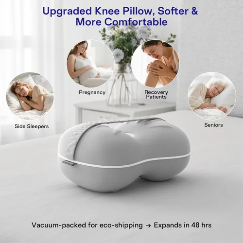 Vista 8 de Almohada para piernas y rodillas para personas que duermen de lado - Almohada para alineación suave de la columna - Almohada de rodilla de espuma