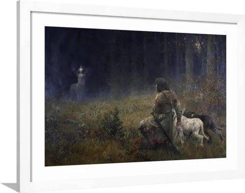 Vista 11 de AllPosters Impresión Giclée de pared Visión de San Hubert, 1892 en marco negro por Wilhelm Carl Räuber, 18x12