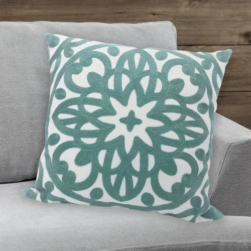 Vista 8 de Alysheer Funda de almohada decorativa bordada de 18 x 18 pulgadas, acogedora y fresca funda de cojín bohemia con diseño de mandala chic de punto