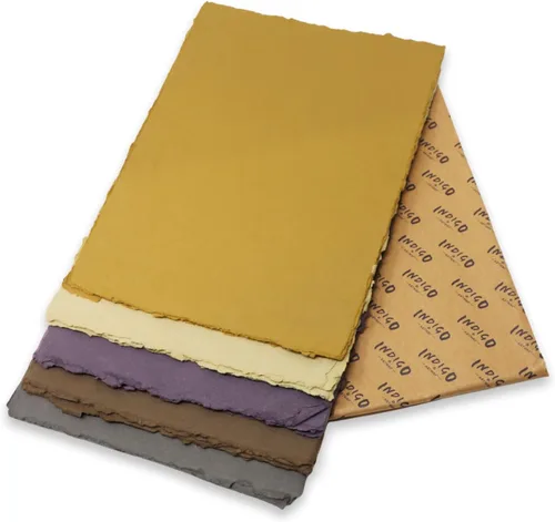 Artway Indigo - A4 Cotton Rag Paper - Coloured Handmade Paper/100% Cotton - 220gsm to 250gsm Smooth Texture - A4 Mixed Pack of 5 Colours x 25 Sheets