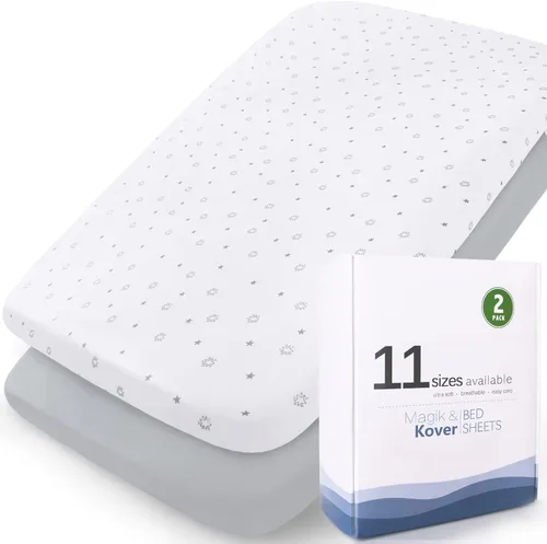 Vista 8 de Sábanas ajustadas para Pack and Play - Compatibles con Pamo Babe, Baby Trend, Graco, ADOVEL, Dream On Me y otros, cubierta de colchón para corralito