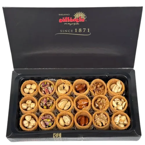 Vista 8 de Gulluoglu Pistachio Bird's Nests Baklava (Osh El Bulbul), 18 piezas 1.29lb - 585gr (Pistachio) Gulluoglu Baklava tradicional turco premium