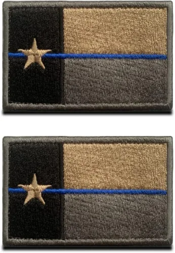 Vista 11 de Paquete de 2 piezas tácticas de bandera de estrella solitaria del estado de Texas estadounidense con gancho y bucle bordado en la parte trasera