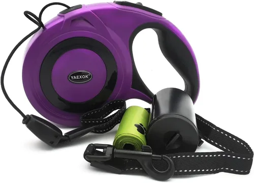 Vista 8 de Correa retráctil resistente para perro de 26 pies, correas largas para mascotas para perros pequeños, medianos y grandes, hasta 110 libras (negro)