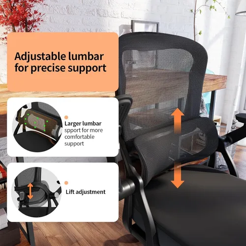 Vista 5 de Ergonomic Office Chair - 350LB Comfy Desk Chairs with Adjustable Lumbar Back and Support, Mesh Computer Chairs with Wheels and Arms for Home Office