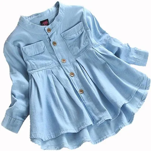 Vista 2 de Camiseta de manga larga fruncida para bebés, niñas, ropa para niños, blusa de moda para otoño e invierno