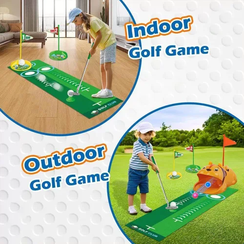 Vista 8 de Upgraded Kids Toy Golf Set with Tiger Automatic Golf Returner, Led Light Up Golfballs, 3 Clubs, Putting Mat, 3-5 Toddler Mini Golfs Games, Indoor