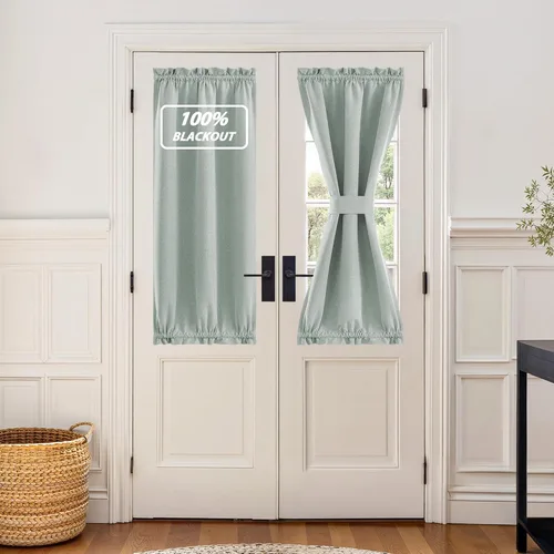 Vista 41 de NICETOWN Cortinas de Lino para Puerta Lateral - Cortinas Opacas con Aislamiento Térmico para Puerta Delantera Francesa para Sombra Pequeña