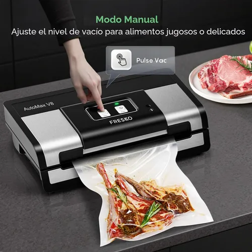 Vista 4 de FRESKO Sellador automático al vacío, potente máquina selladora al vacío de alimentos, detección automática de seco y húmedo, cortador de bolsas, 2