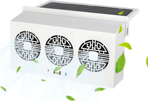 Vista 8 de Ventilador de escape de ventana de coche, ventilador de ventilación de automóvil de energía solar, ventilador de enfriamiento automático con tres