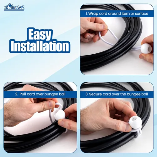 Vista 3 de EHOMEA2Z Paquete de 25 cuerdas elásticas de bolas elásticas de 6 pulgadas de diámetro para toldo, red, postes, jardín, herramientas, cables, cable