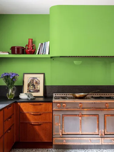 Vista 4 de Ismoon - Papel tapiz verde sólido de 15.7" x 118", papel de contacto de pelar y pegar, autoadhesivo, extraíble, impermeable, para dormitorio