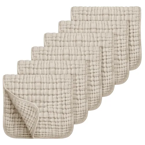 Looxii Paquete de 6 paños de muselina para eructos, 20 x 10 pulgadas, ultra suaves y absorbentes, 6 capas 100% algodón para escupir y babear, suaves