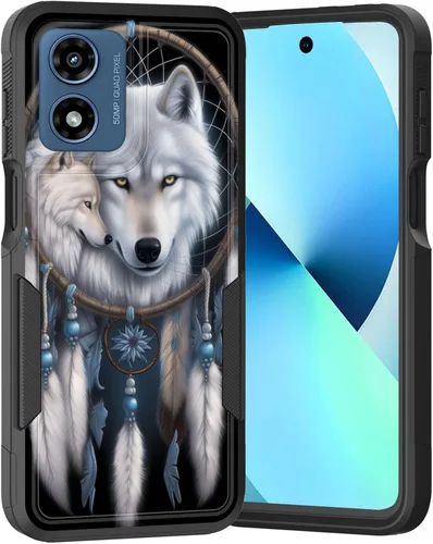 Vista 97 de para Moto G Play 4G 2024, funda de dos capas híbrida resistente y a prueba de golpes, PC duro + silicona suave protectora para Motorola Moto G Play