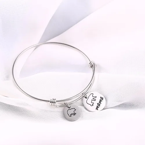 Vista 4 de Pulsera de oso de mamá con brazalete ajustable de 1, 2, 3 cachorros, regalo para mamá