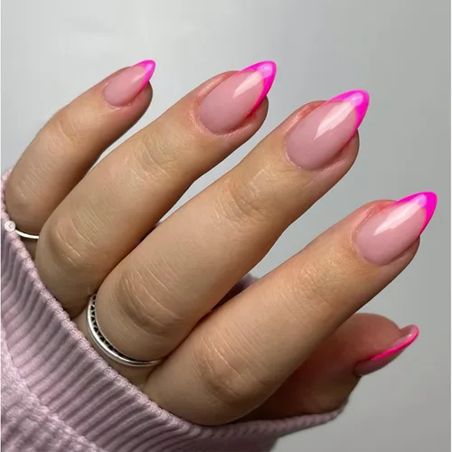 Vista 32 de Uñas postizas a presión con punta francesa negra, uñas cortas de almendra, uñas con pegamento para mujer, uñas acrílicas francesas de gel, uñas
