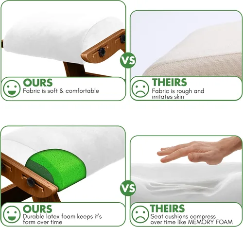 Vista 7 de Silla ergonómica, asiento ajustable, silla de oficina para escritorio, corrector de postura, cojín cómodo de alta calidad, mecedora de madera (nuez)