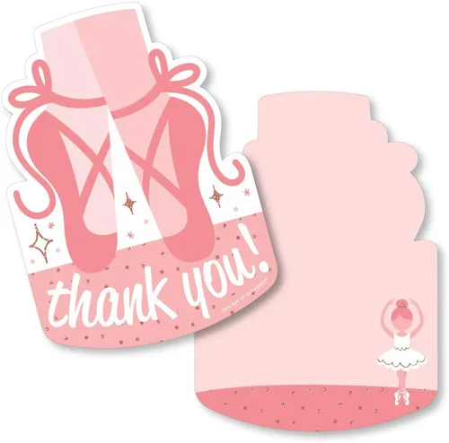 Big Dot of Happiness Tutú - Tarjetas de agradecimiento con forma de bailarina, fiesta de cumpleaños o baby shower, tarjetas de agradecimiento con