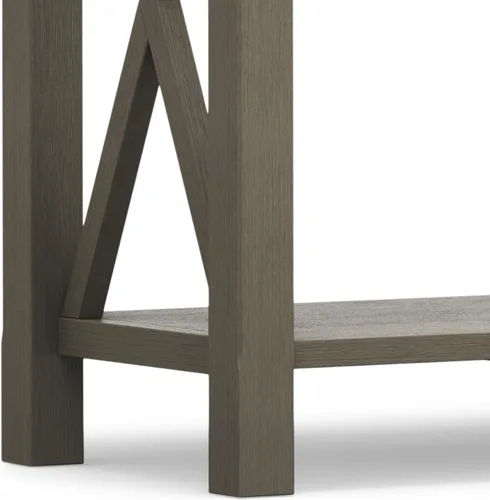 Vista 46 de Simpli Home Kitchener mesa de centro, color nogal oscuro, Pino, Distressed Grey