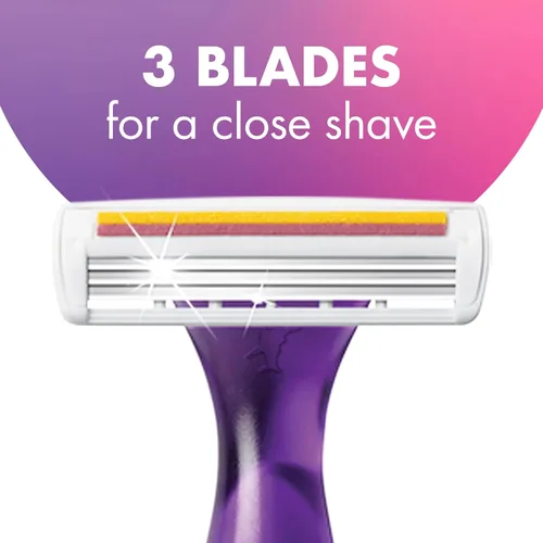 Vista 5 de BIC Soleil 3 maquinillas de afeitar desechables perfumadas para mujer, 3 cuchillas con una tira de humedad para un afeitado sedoso, surtido de 4