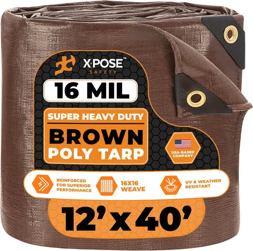 Vista 11 de Xpose Safety - Lona protectora de polietileno de 4 x 20 pies, 16 mil o 0.4mm de grosor, resistente y reforzada para evitar desgarros, resistente a
