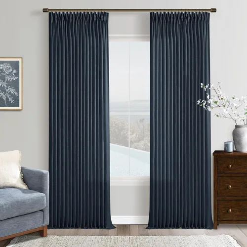 Vista 19 de TWODRAPES Cortinas de Lino Plisadas con Pinza Beige Blancas de 54 Pulgadas de Largo 2 Paneles para Comedor Cocina Dormitorio Plisadas Semi