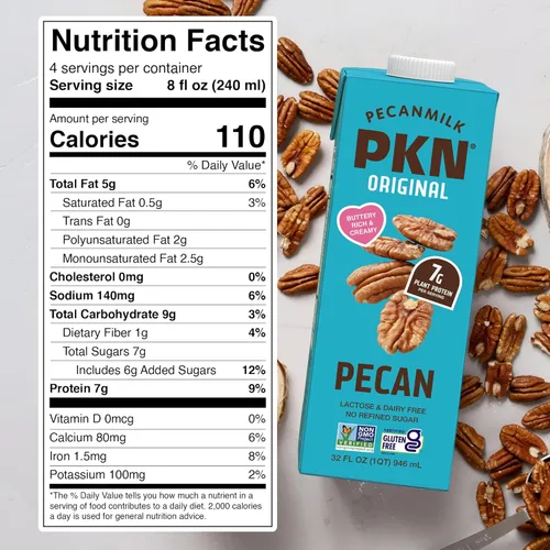 Vista 2 de PKN - Leche de nuez a base de plantas, sabor original, 32 onzas líquidas (paquete de 6), sin lácteos y gluten, vegana, sin OMG, leche vegetal alta