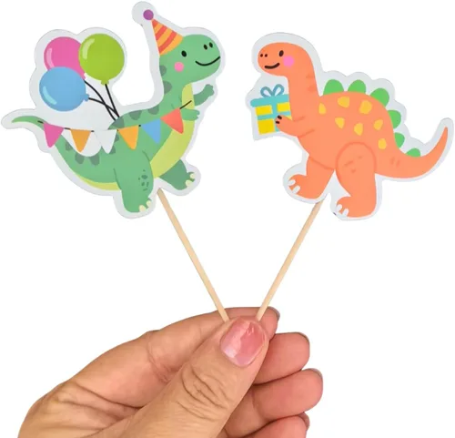 Vista 6 de ALISSAR 36 adornos para cupcakes de dinosaurio, decoración de pastel de dinosaurio para decoración de fiesta de cumpleaños, baby shower, tema Rex