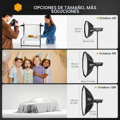 Vista 8 de TARION 23.5" Quick Release Bowens Mount Parabolic Softbox, Softbeam HE-60F