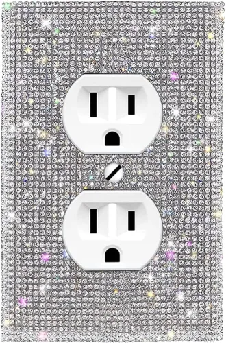 Vista 35 de Cubierta de interruptor de diamantes de imitación dorada brillante - Placa de interruptor de luz con purpurina