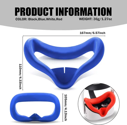 Vista 6 de for Oculus Quest 2 Accessories Quest 2 VR Silicone face Cover VR Shell CoverQuest 2 Touch Controller Grip CoverProtective Lens CoverDisposable Eye