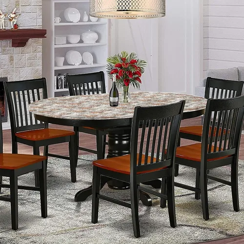 Vista 2 de XISUNYA Mantel ovalado ajustable, mantel de poliéster con bordes elásticos para otoño, diseño romántico de jardín botánico, retro, se adapta a mesas