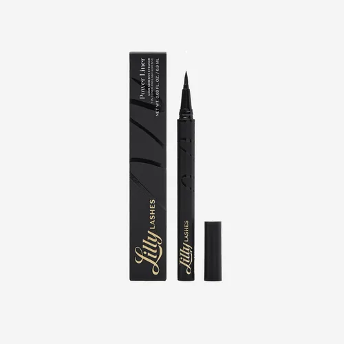 Lilly Lashes Power Liner (negro), delineador de ojos 2 en 1 con pegamento para pestañas, adhesivo delineador de ojos para pestañas postizas,